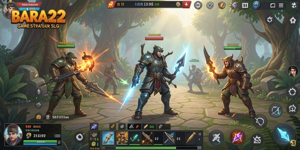 Screenshot utama BARA22 menampilkan kerumitan dan strategi dalam gameplay SLG.