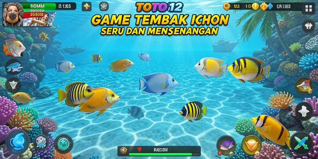 Tampilan gameplay TOTO12 dengan aksi menembak ikan yang mendebarkan.