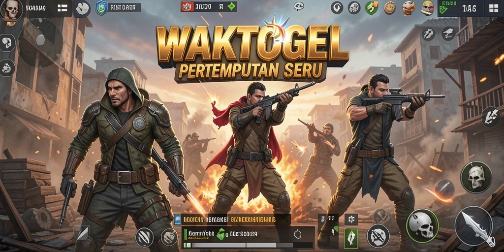Screenshot gameplay WAKTOGEL menunjukkan pertempuran seru di Battle Royale.